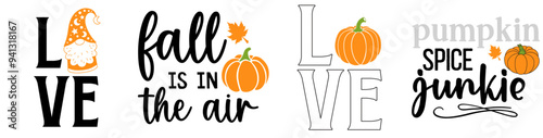 Minimalist Fall Inscriptions, Quotes Collection Vector Illustration for Sticker, Banner, Printable