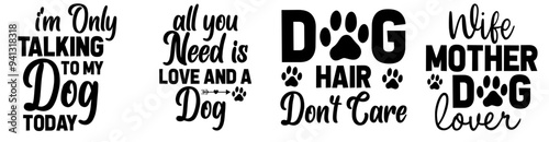 Classic Dog Typography, Labels And Badges Collection Vector Illustration for Logo, Packaging, Sticker