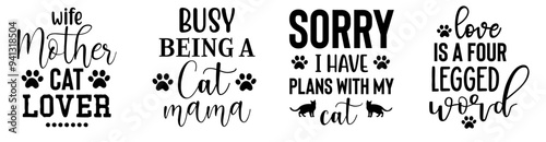Vibrant Cat Quotes, Calligraphy Pack Vector Illustration for Banner, T-Shirt Design, Holiday Cards