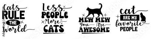 Creative Cat Trendy Retro Style Illustration, Phrases Set Vector Illustration for Motion Graphics, Magazine, Flyer