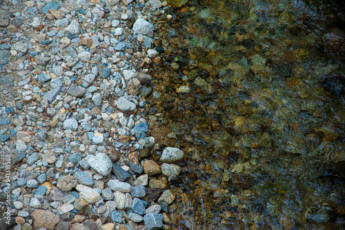 It is a landscape of a mountain stream. A feast of water and pebbles.