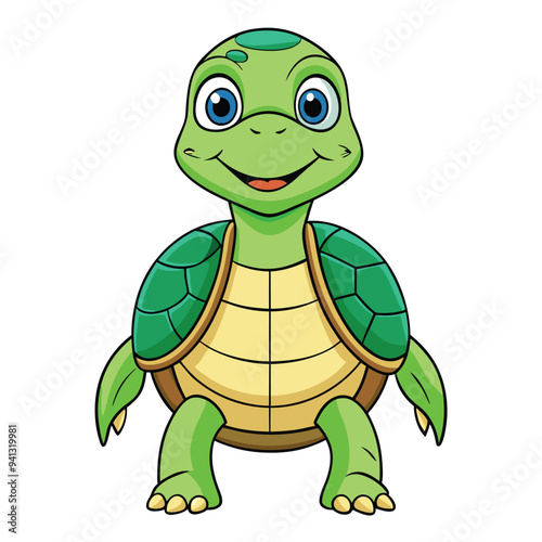 Cute Turtle Cartoon Style Vector Illustration on White Background | Adorable Turtle Design for Kids' Art, Clip Art, and Graphics | High-Quality Cartoon Turtle in Vector Format