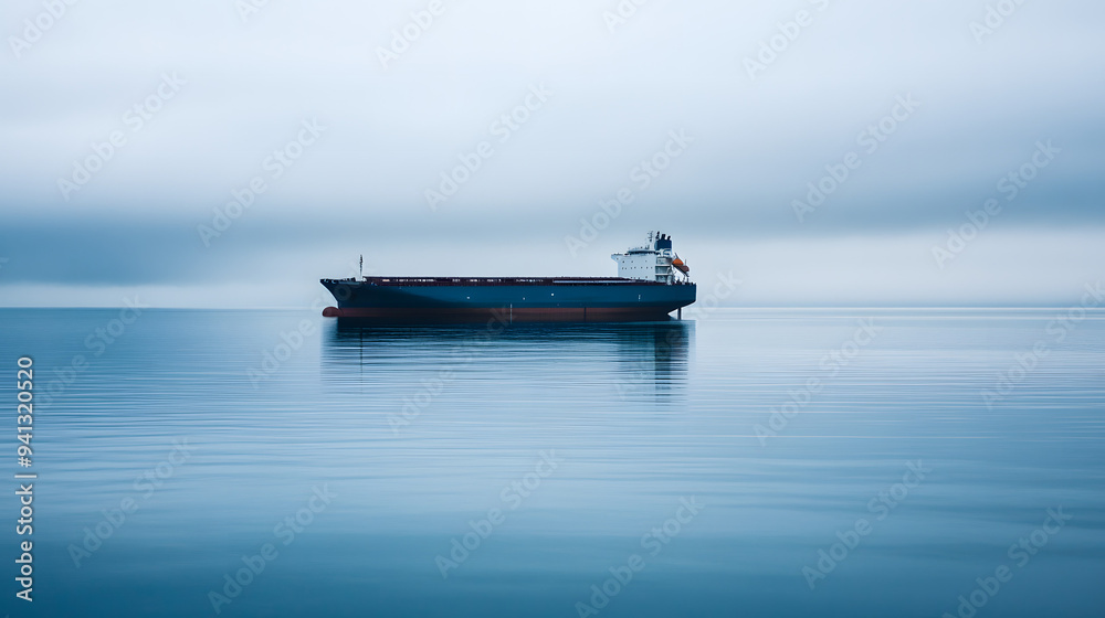 Serene Open Water Cargo Ship Navigation, Symbolizing Endless Global Trade Flow with a Clear Horizon. Serene Open Water Cargo Ship Navigation, Symbolizing Endless Global Trade Flow with a Clear Horizon.