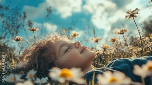 A child lying on their back in the grass, staring at the clouds, dreaming of adventures that seem just out of reach.