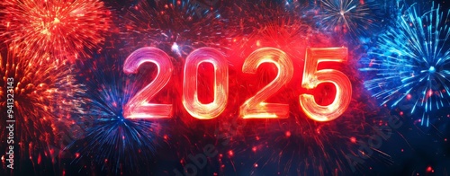 In celebration of 2025, fireworks and colorful sparkles were displayed with excitement and joy.