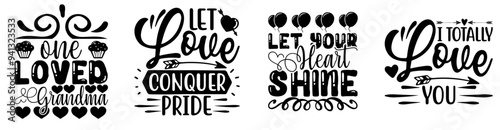 Vibrant Valentines Day Labels And Badges, Calligraphy Set Vector Illustration for Advertising, Brochure, Motion Graphics