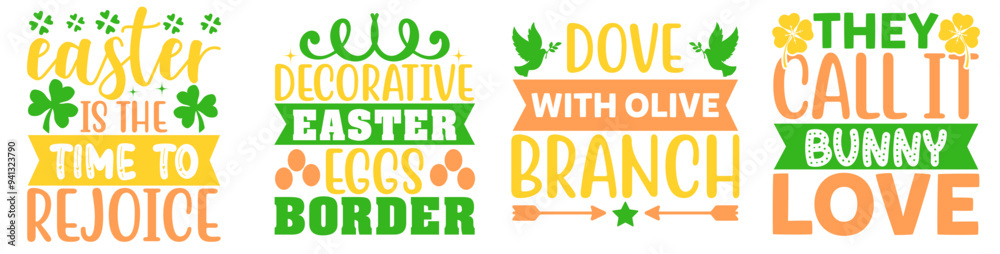 Decorative St Patricks Day Typography, Labels And Badges Set Vector Illustration for Flyer, Mug Design, Brochure Decorative St Patricks Day Typography, Labels And Badges Set Vector Illustration for Flyer, Mug Design, Brochure