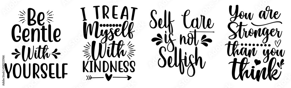 Creative Self Love Labels And Badges, Inscriptions Set Vector Illustration for Announcement, Advertising, Advertisement Creative Self Love Labels And Badges, Inscriptions Set Vector Illustration for Announcement, Advertising, Advertisement
