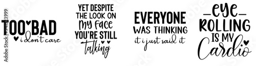 Simple Sarcastic Phrases, Inscriptions Bundle Vector Illustration for Motion Graphics, Bookmark, Poster