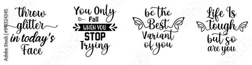 Colourful Inspirational Calligraphic Lettering, Hand Lettering Bundle Vector Illustration for Infographic, Stationery, Gift Card