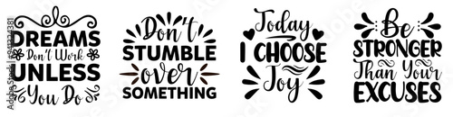 Decorative Inspirational Quotes, Calligraphic Lettering Bundle Vector Illustration for Greeting Card, Decal, Book Cover