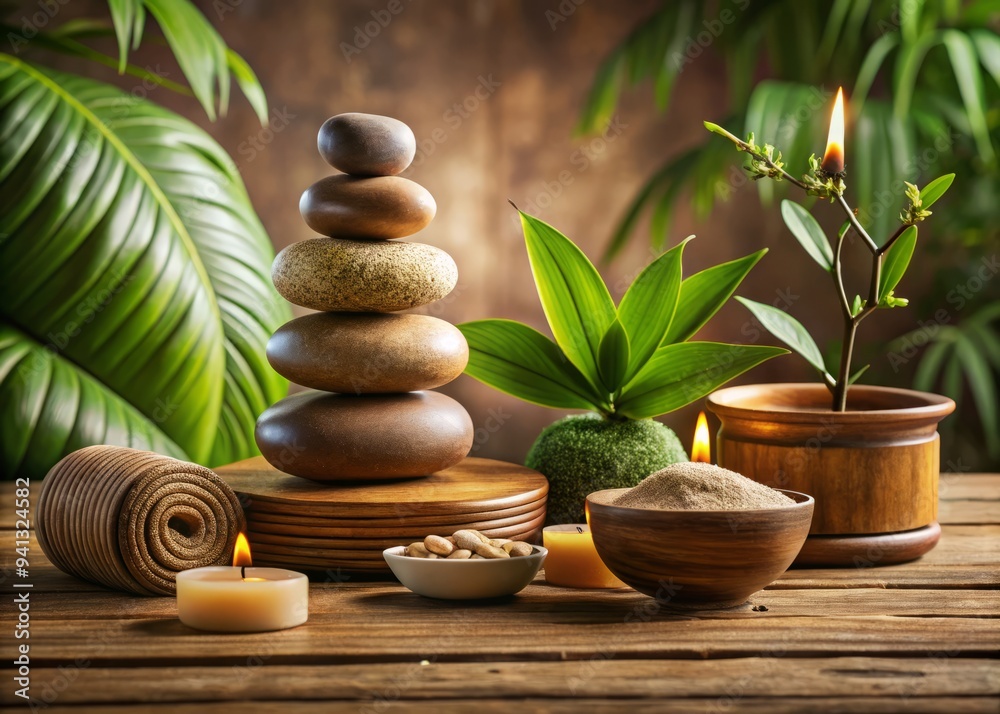 Obraz premium Holistic Wellness Routines Balance Harmony Concept Earthy Tones