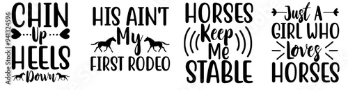 Elegant Horse Typography, Calligraphy Collection Vector Illustration for Postcard, Presentation, Gift Card