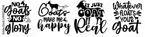 Decorative Goat Quotes, Inscriptions Collection Vector Illustration for Mug Design, Brochure, Postcard