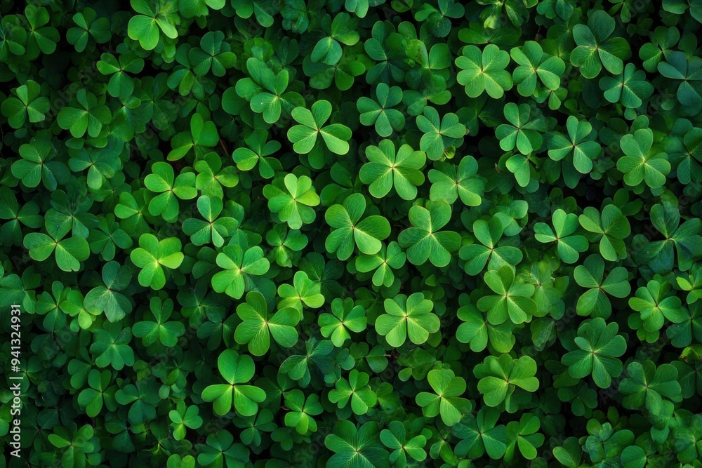 Top-Down View of a Dense Field of Four-Leaf Clovers