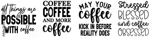 Creative Coffee Typography, Hand Lettering Bundle Vector Illustration for Brochure, Wrapping Paper, Icon