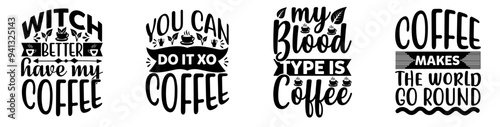 Classic Coffee Typographic Emblems, Phrases Collection Vector Illustration for Bookmark, Announcement, Printing Press