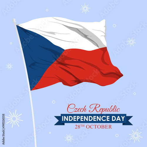 Vector illustration of Czech Republic Independence day social media feed template