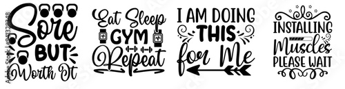 Modern Workout Calligraphy, Labels And Badges Pack Vector Illustration for T-Shirt Design, Poster, Announcement