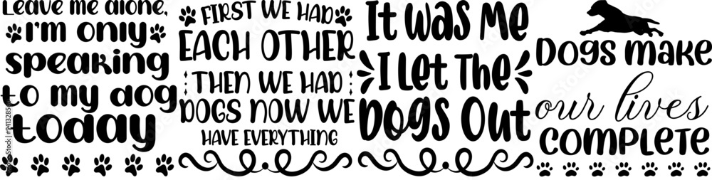 Minimal These Are Dog Typographic Emblems, Phrases Set Vector Illustration for Gift Card, Bookmark, T-Shirt Design Minimal These Are Dog Typographic Emblems, Phrases Set Vector Illustration for Gift Card, Bookmark, T-Shirt Design