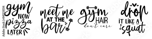 Elegant Workout Hand Lettering, Phrases Pack Vector Illustration for Advertising, Book Cover, Brochure