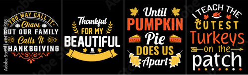 Decorative Thanksgiving Calligraphy, Calligraphic Lettering Collection Vector Illustration for Motion Graphics, Sticker, Book Cover