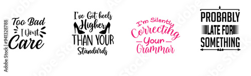 Simple Sarcastic Quotes, Hand Lettering Set Vector Illustration for Banner, Flyer, Infographic
