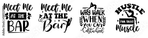 Colourful Gymnastics Trendy Retro Style Illustration, Calligraphy Collection Vector Illustration for Bookmark, Motion Graphics, Holiday Cards