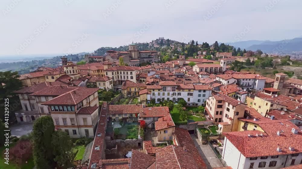 Citta Alta buildings and San Vigilio Hill, Bergamo, Italy Citta Alta buildings and San Vigilio Hill, Bergamo, Italy