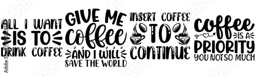 Minimalist Coffee Typography, Hand Lettering Set Vector Illustration for Label, Social Media Post, Logo