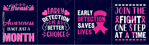 Modern Breast Cancer Typographic Emblems, Inscriptions Collection Vector Illustration for T-Shirt Design, Book Cover, Printing Press