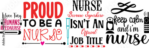 Minimalist Nursing Calligraphy, Typographic Emblems Pack Vector Illustration for Greeting Card, Brochure, Sticker