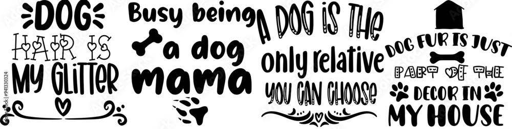 Decorative Dog Trendy Retro Style Illustration, Inscriptions Pack Vector Illustration for Bookmark, Mug Design, Magazine Decorative Dog Trendy Retro Style Illustration, Inscriptions Pack Vector Illustration for Bookmark, Mug Design, Magazine