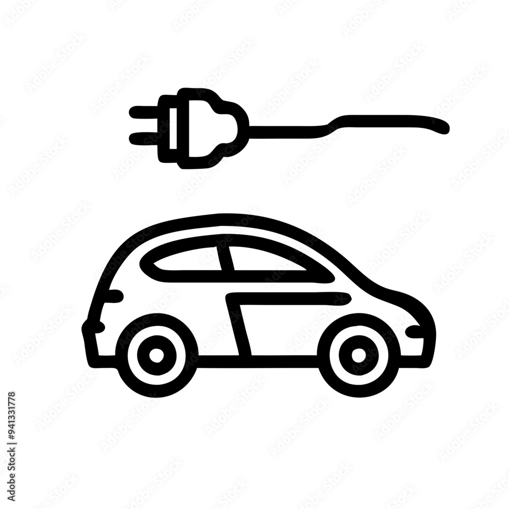 Electric car icon. Ecology symbol. Linear style. Electric car icon. Ecology symbol. Linear style.