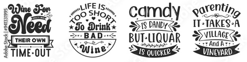 Minimal Wine Inscriptions, Quotes Collection Vector Illustration for Vouchers, Social Media Post, Icon