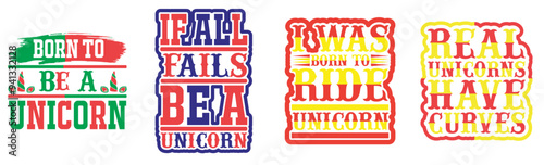 Decorative Unicorn Quotes, Phrases Collection Vector Illustration for Banner, Infographic, Magazine