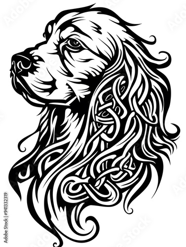 Wallpaper Mural Cocker Spaniel Dog head very simple traditional tattoo flash styles illustration Torontodigital.ca