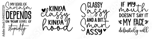 Elegant Sarcastic Typography, Quotes Bundle Vector Illustration for Wrapping Paper, Newsletter, Greeting Card