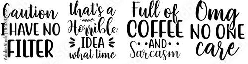 Vibrant Sarcastic Quotes, Hand Lettering Bundle Vector Illustration for Infographic, Postcard, Newsletter