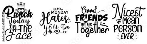 Elegant Sarcastic Calligraphic Lettering, Labels And Badges Bundle Vector Illustration for Vouchers, Bookmark, Icon