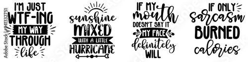 Minimal Sarcastic Quotes, Calligraphy Set Vector Illustration for T-Shirt Design, Printable, Greeting Card