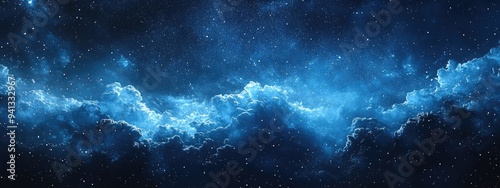 Sky starry universe background featuring 3D cartoon rendering of a dark blue galaxy space with clouds nebula and stars on a winter night showcasing a stardust field in the deep universe including