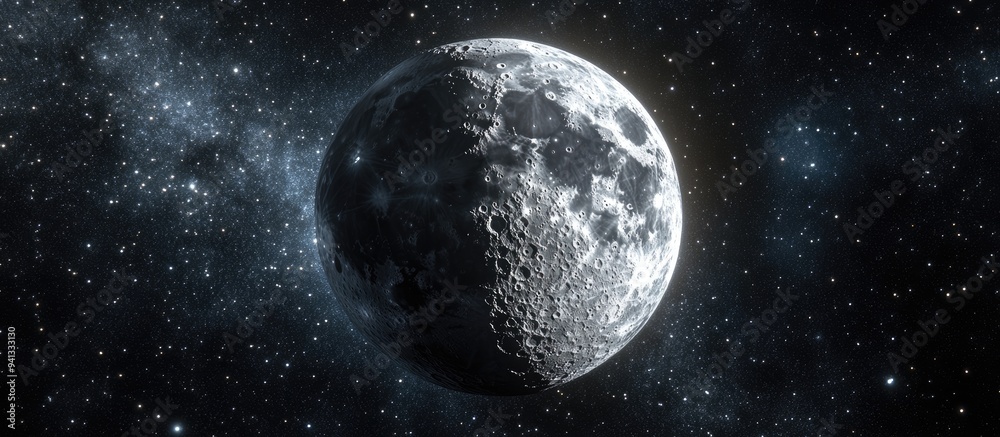 Fototapeta premium Cartoon rendering in 3D of the Moon