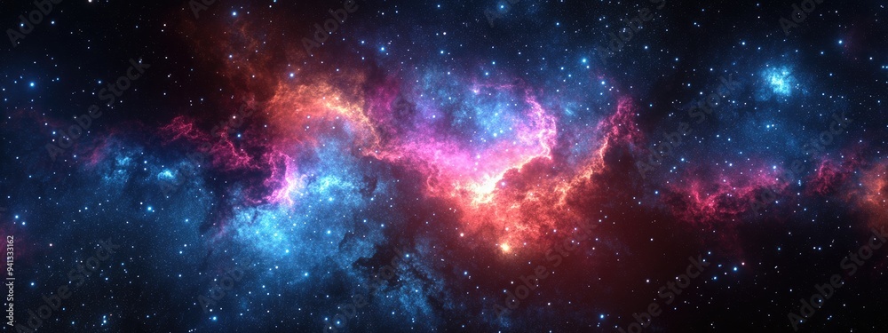Cartoon rendering in 3D of a starfield located in deep space light years away from Earth Cartoon rendering in 3D of a starfield located in deep space light years away from Earth