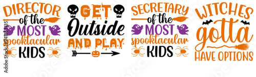 Simple Halloween Quotes, Typographic Emblems Collection Vector Illustration for Presentation, Motion Graphics, Mug Design