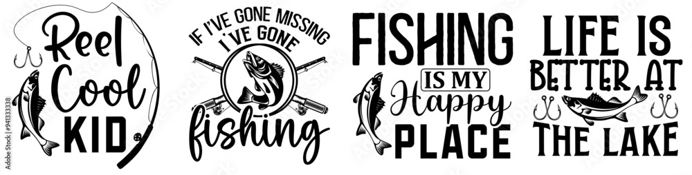 Elegant Fishing Calligraphy, Quotes Collection Vector Illustration for Newsletter, Magazine, Stationery Elegant Fishing Calligraphy, Quotes Collection Vector Illustration for Newsletter, Magazine, Stationery