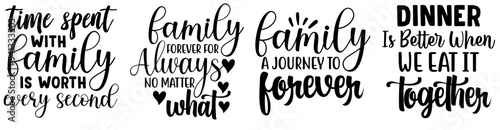 Minimalist Family Quotes, Typographic Emblems Set Vector Illustration for Poster, Decal, Infographic