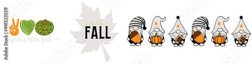 Minimalist Fall Inscriptions, Typography Set Vector Illustration for Bookmark, Vouchers, Wrapping Paper