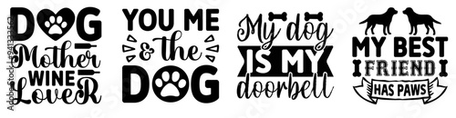 Decorative Dog Hand Lettering, Invitation Collection Vector Illustration for Wrapping Paper, Presentation, Motion Graphics