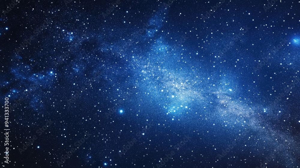 Fototapeta premium 3D cartoon rendering showcasing a dark blue night sky filled with numerous stars and the Milky Way in the background